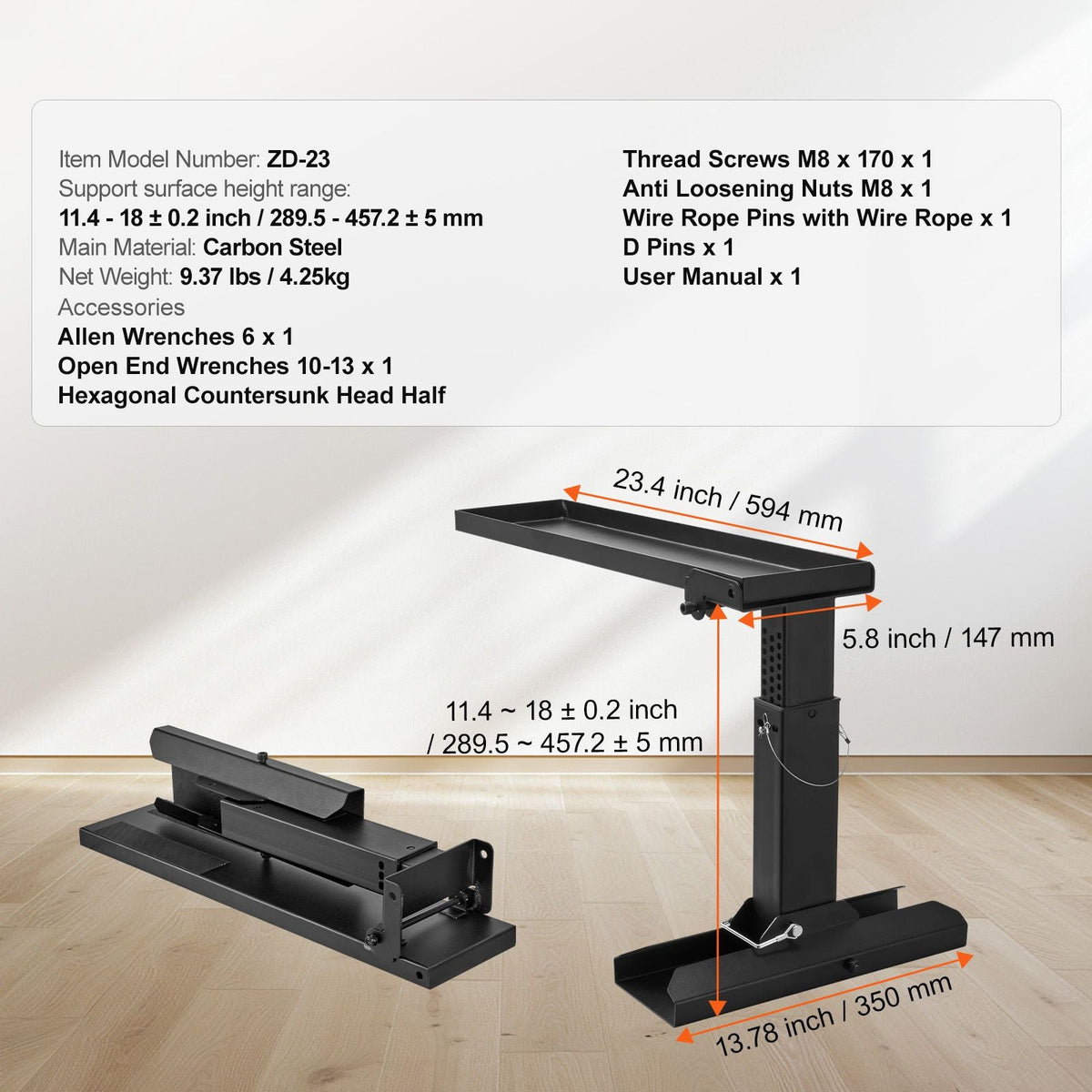 Ladder Levler, 23.4 L x 11.4-18 in H Support Surface, Steel Ladder Leveling Tool, Folding Pitch Hopper, Stair Ladder Stabilizer Easy to Use,Extension Ladder Accessories for Uneven Ground