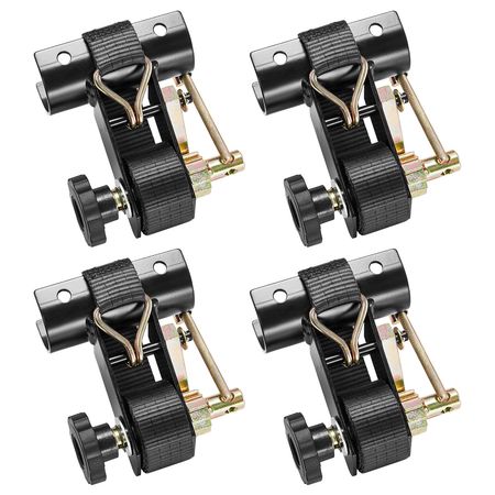 Ladder Rack Ratchet Straps, 1.87-2 in Black Round Tube Mount, 1.5 in Wide x 7.4 ft Long Black Ladder Rack Straps with Double J-Hooks, 500 lbs Load Heavy Duty, Cargo Buckle Lock Strap (4 Pack)
