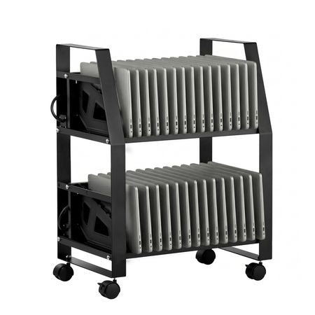 Laptop Cart, 32 Device Mobile Open Charging Station, Up to 15.6 in Screen Size, Office and Classroom Mobile Charging Cart, for Chromebook, Tablet and Laptop