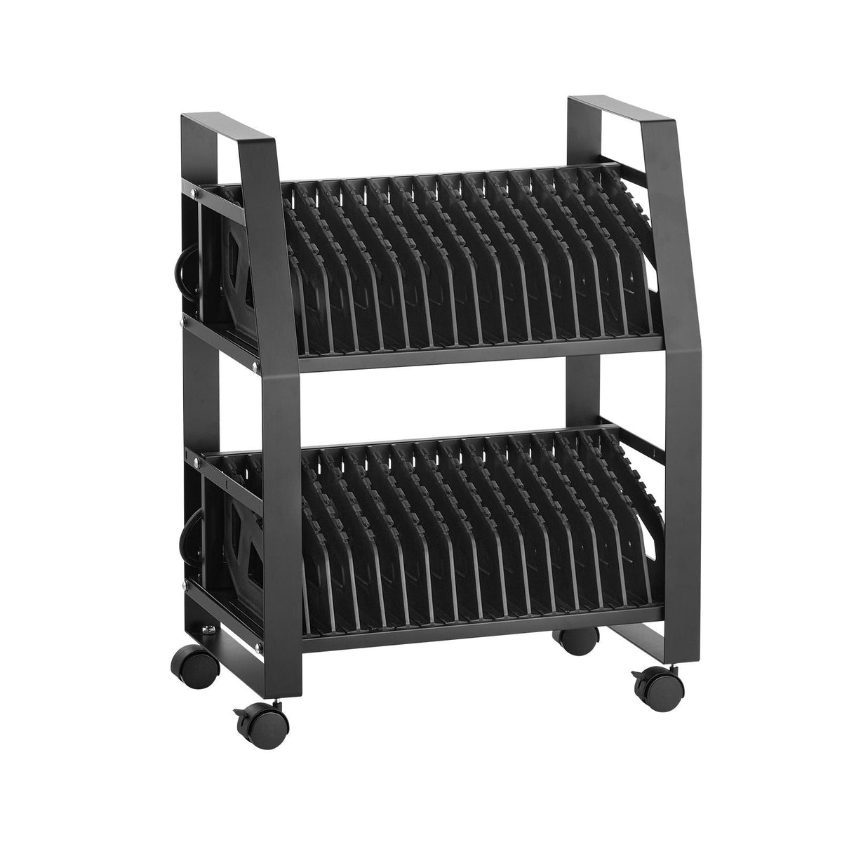 Laptop Cart, 32 Device Mobile Open Charging Station, Up to 15.6 in Screen Size, Office and Classroom Mobile Charging Cart, for Chromebook, Tablet and Laptop