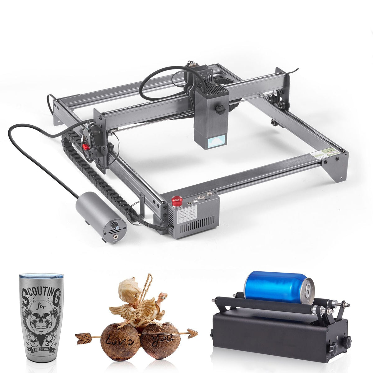 Laser Engraver, 20W Output Laser Engraving Machine, 15.7" x 15.7" Large Working Area, 10000mm/min Movement Speed, Compressed Spot with Rotary Roller, Laser Cutter for Wood, Certain Metal
