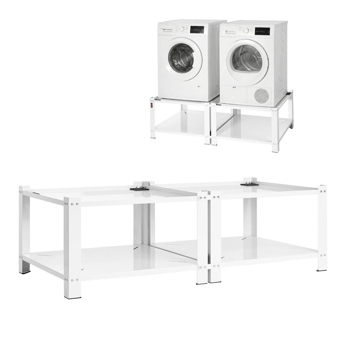 Laundry Pedestal, 16.1 in Height, 27.5 x 27.5 in Washer and Dryer Pedestals with Storage Shelf, 700 lbs Load Capacity, Non-Slip Feet, Washing Machine Stand Universal Fit, White, 2 Pack