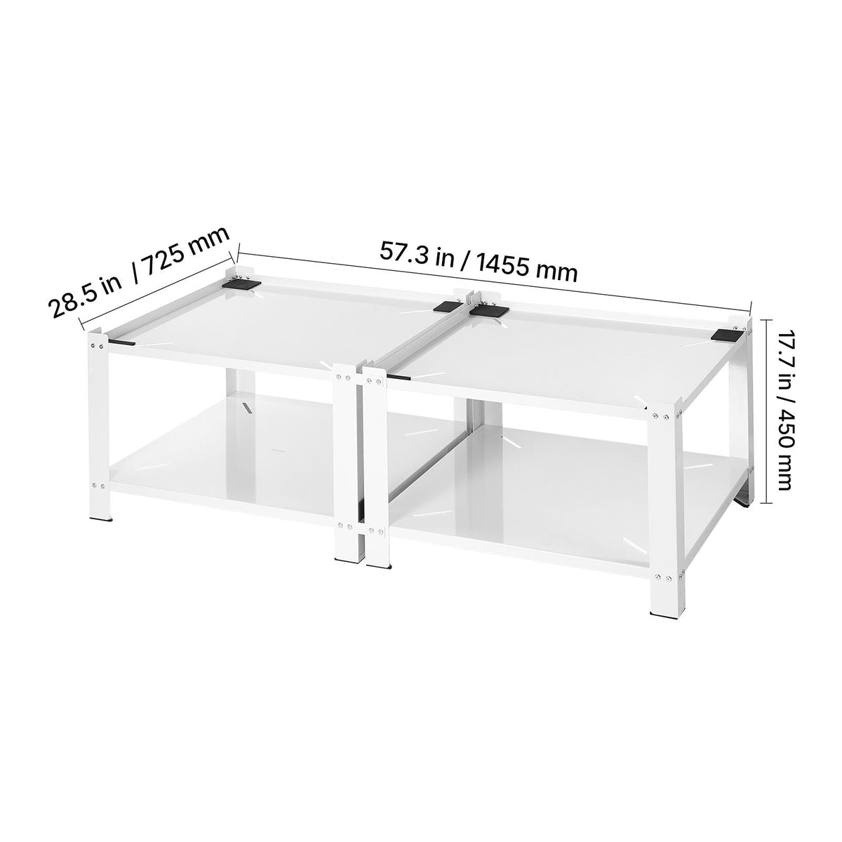 Laundry Pedestal, 16.1 in Height, 27.5 x 27.5 in Washer and Dryer Pedestals with Storage Shelf, 700 lbs Load Capacity, Non-Slip Feet, Washing Machine Stand Universal Fit, White, 2 Pack
