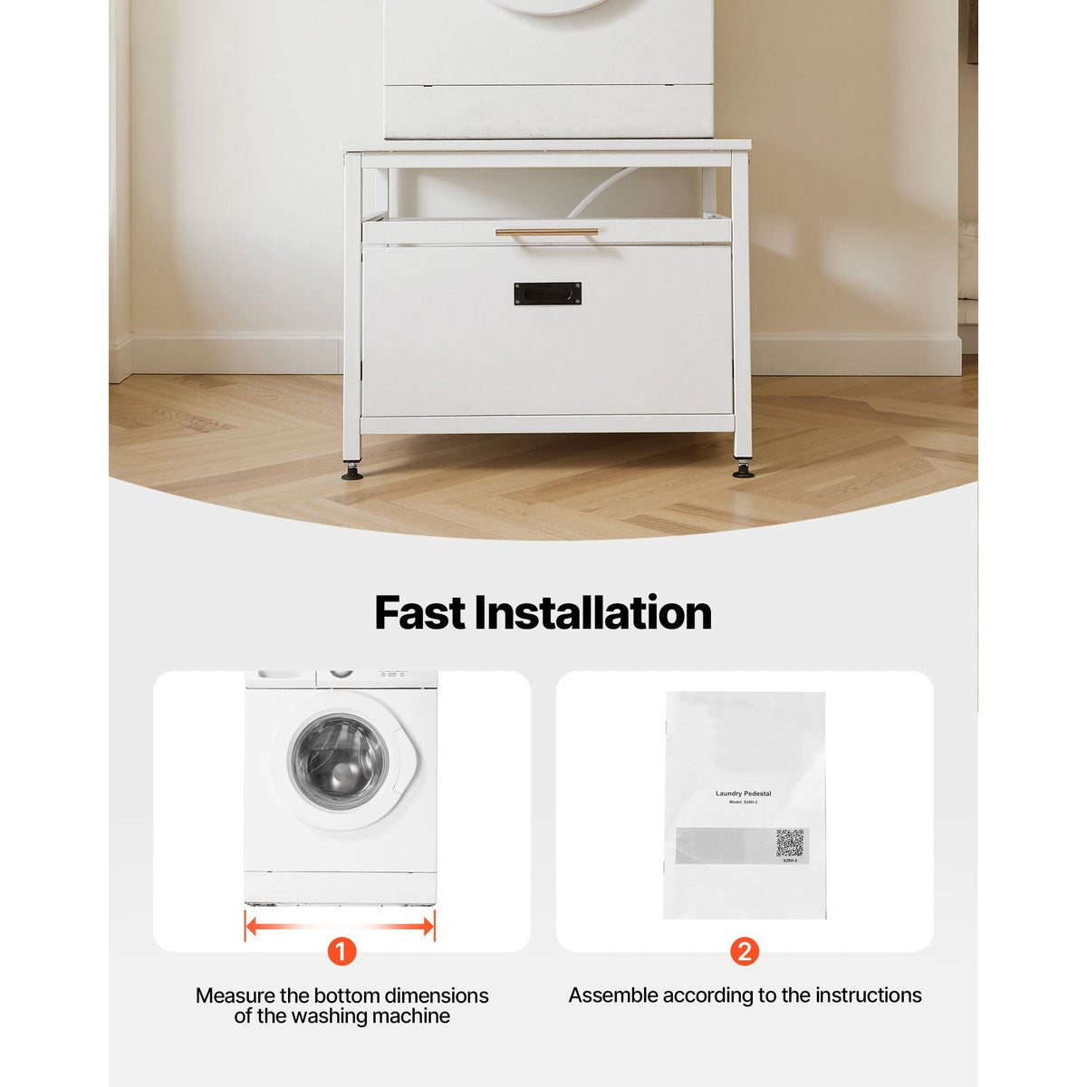 Laundry Pedestal, 23 in Height, 29 x 29 in Washer and Dryer Pedestals with Pull-out Tray and Storage Space, 700 lbs Load Capacity, Non-Slip Feet Washing Machine Stand Universal Fit, White