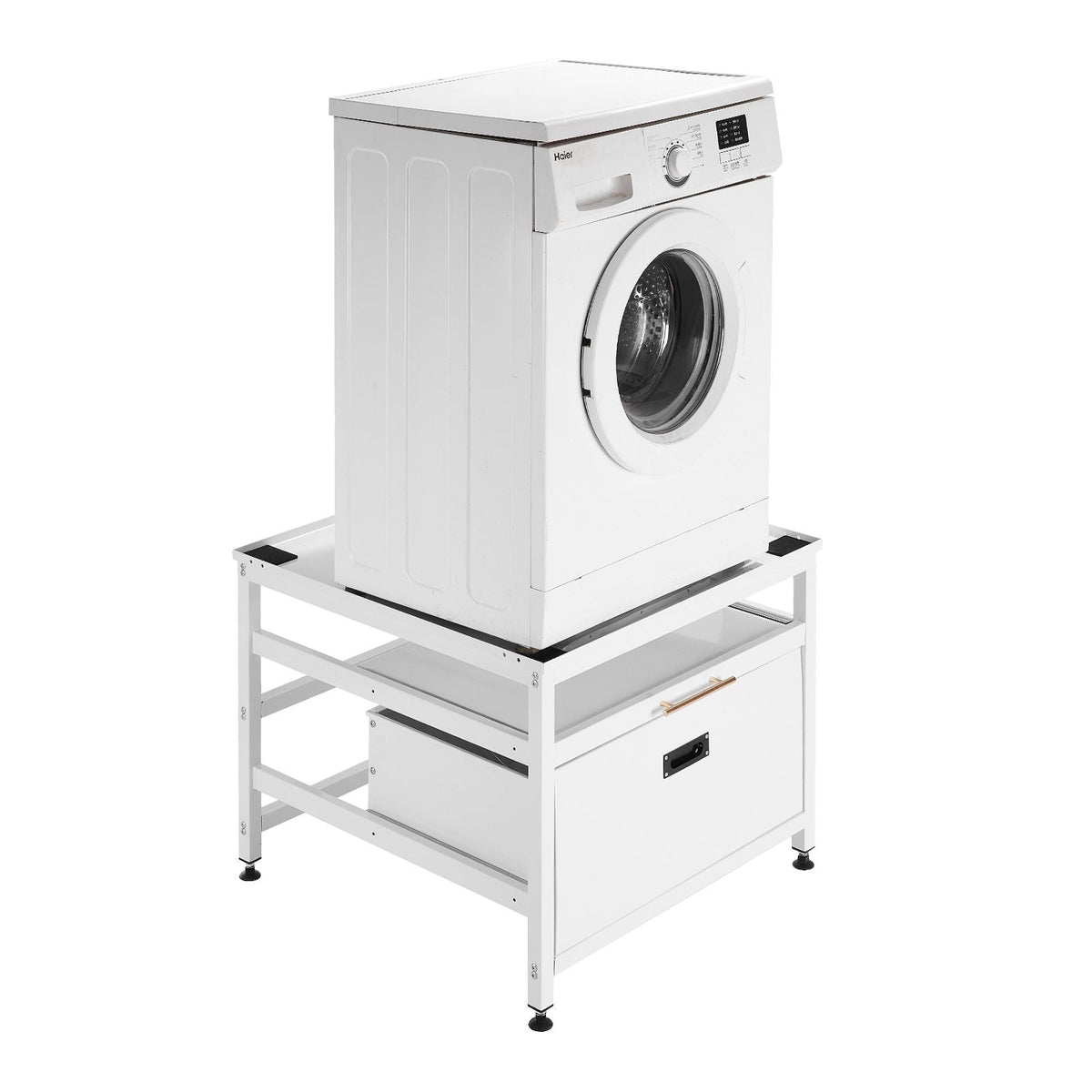Laundry Pedestal, 23 in Height, 29 x 29 in Washer and Dryer Pedestals with Pull-out Tray and Storage Space, 700 lbs Load Capacity, Non-Slip Feet Washing Machine Stand Universal Fit, White