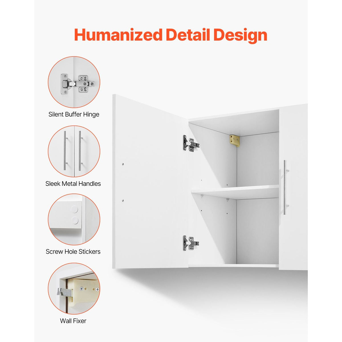 Laundry Room Wall Cabinet, 2-Tier Wall Mounted Hanging Cabinet with 2 Doors, Cupboard Organizer with Adjustable Shelf, for Bathroom, Kitchen, Garage, Laundry, 16 x 36 x 24 in (D x W x H), White