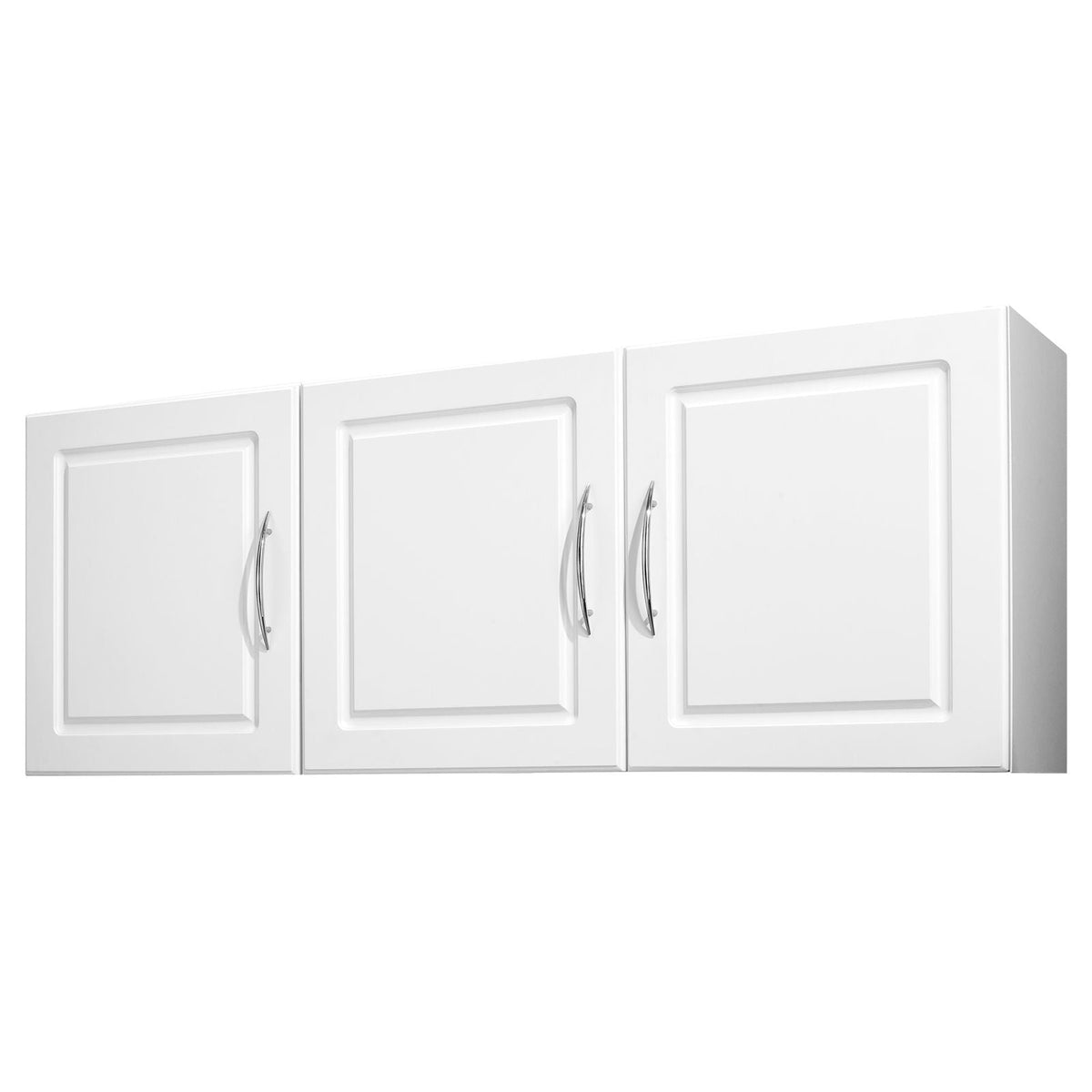 Laundry Room Wall Cabinet, 2-Tier Wall Mounted Hanging Cabinet with Adjustable Shelf, Cupboard Storage with 3 Doors, for Kitchen, Bathroom, Laundry, 12.44 x 54 x 20.31 in (D x W x H), White