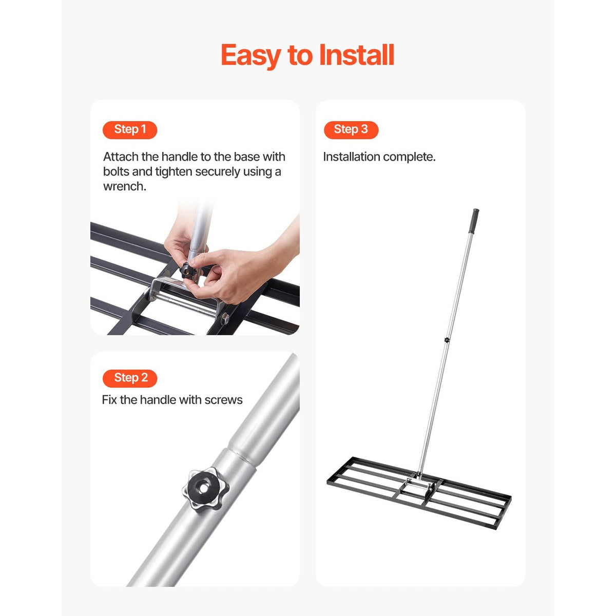 Lawn Leveling Rake, Lawn Leveler with 83.9 in Handle, 36x10 in Ground Plate, Rust-Resistant Carbon Steel Soil Leveler, 3 Heights Adjustable, Effort Saving Lawn Leveling Tool for Yard Golf Court
