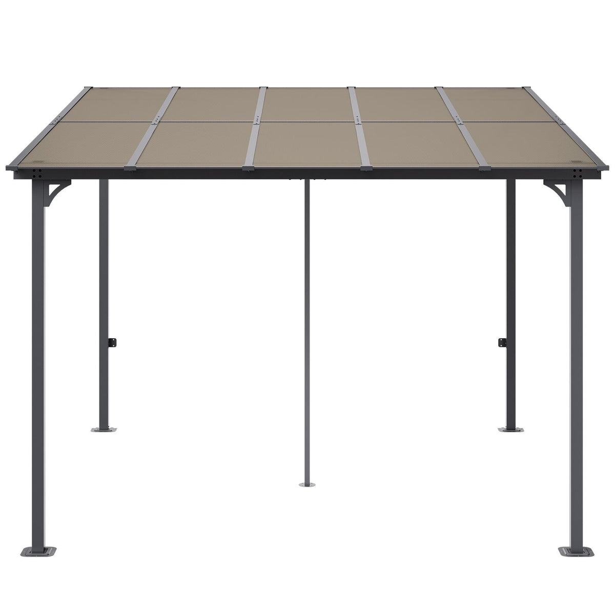 Lean to Gazebo for Patio, 10' x 10' Hard Top Gazebo with Medal Frame, Wall Mounted & Freestanding Pergola, UV Resistant Polycarbonate Roof, Outdoor Patio Awnings for Deck, Garden and Backyard