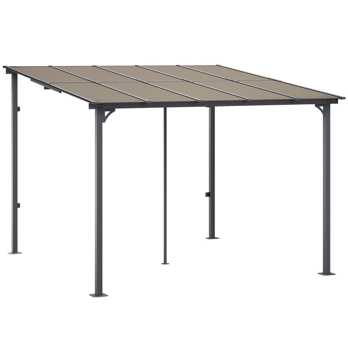 Lean to Gazebo for Patio, 10' x 10' Hard Top Gazebo with Medal Frame, Wall Mounted & Freestanding Pergola, UV Resistant Polycarbonate Roof, Outdoor Patio Awnings for Deck, Garden and Backyard