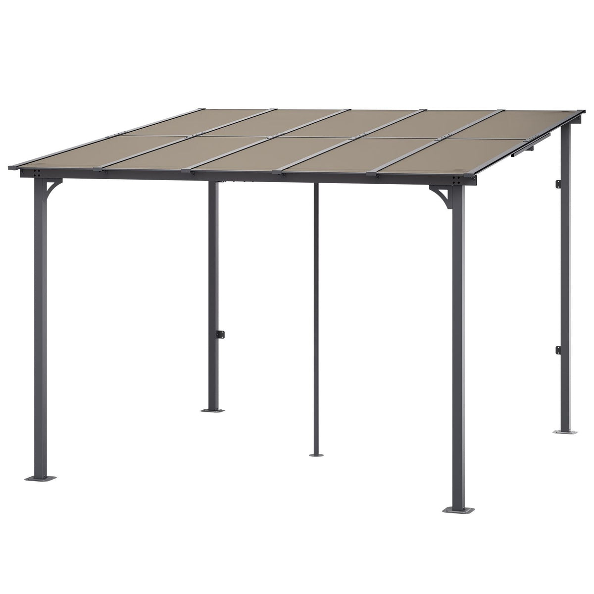 Lean to Gazebo for Patio, 10' x 10' Hard Top Gazebo with Medal Frame, Wall Mounted & Freestanding Pergola, UV Resistant Polycarbonate Roof, Outdoor Patio Awnings for Deck, Garden and Backyard