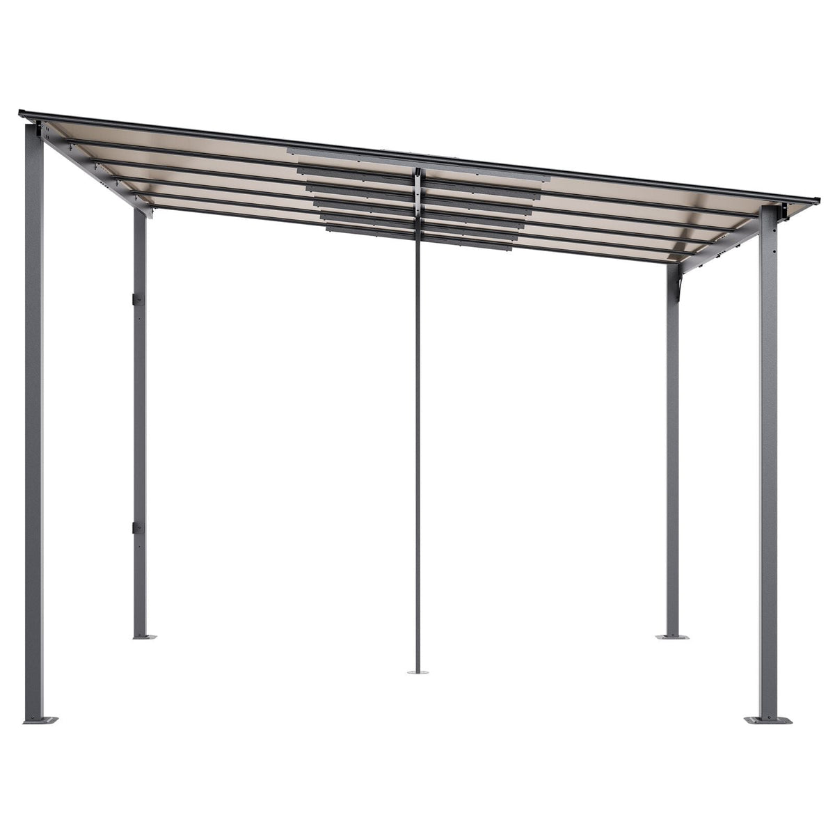 Lean to Gazebo for Patio, 10' x 10' Hard Top Gazebo with Medal Frame, Wall Mounted & Freestanding Pergola, UV Resistant Polycarbonate Roof, Outdoor Patio Awnings for Deck, Garden and Backyard