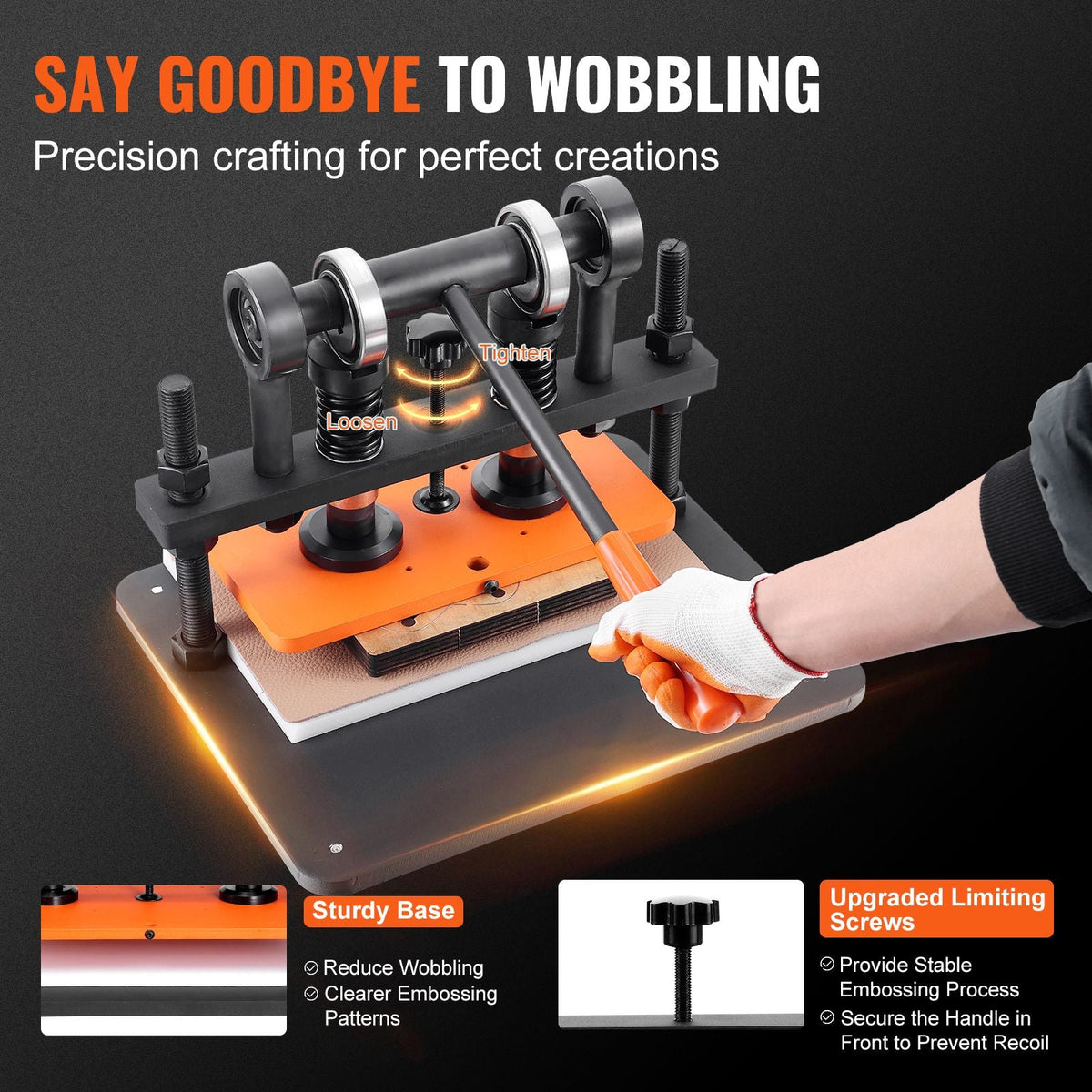 Leather Cutting Machine, 11 x 5.5 in Embossing Plate Manual Die Cutter, 0.47 in Pressure Stroke Dual Guide Shafts Die Cut Machine, Leather Embossing Machine for Various of Materials