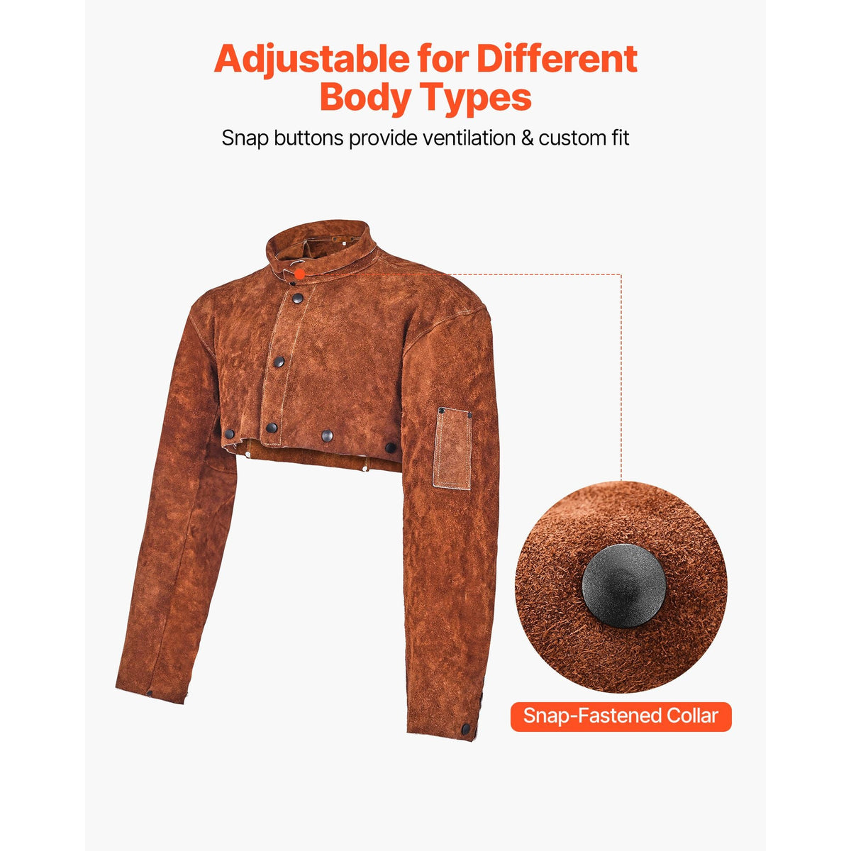 Leather Welding Cape Sleeve, Heavy Duty Flame Resistant Cowhide Safety Cape Sleeves for Men Women, Heat-Resistant for Welding, Blacksmithing, Woodworking, Gardening, XXL-Size