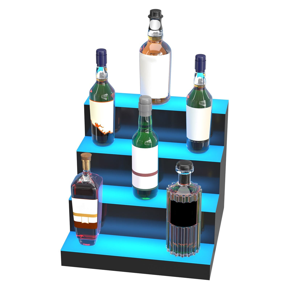 LED Lighted Liquor Bottle Display Bar Shelf RF & App Control 16" 4-Step