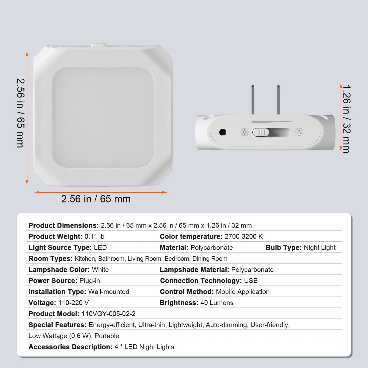 LED Night Light, 2 Pack Plug in LED Night Light, 0.6 W 3000k Soft White Light, with Dusk-to-Dawn Light Sensor, for Bedroom, Bathroom, Hallway