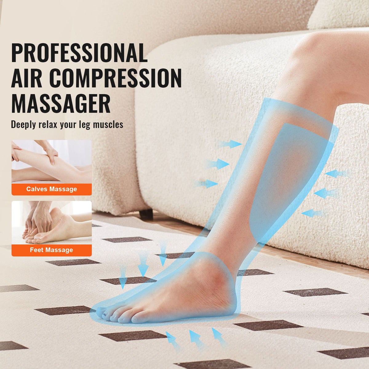 Leg Massager with Air Compression, Foot and Calf Massager with 3 Modes & 3 Intensities, LCD Controller, Compression Massage Boot for Circulation, Swelling and Pain Relief- Great Gift for Mom/Dad