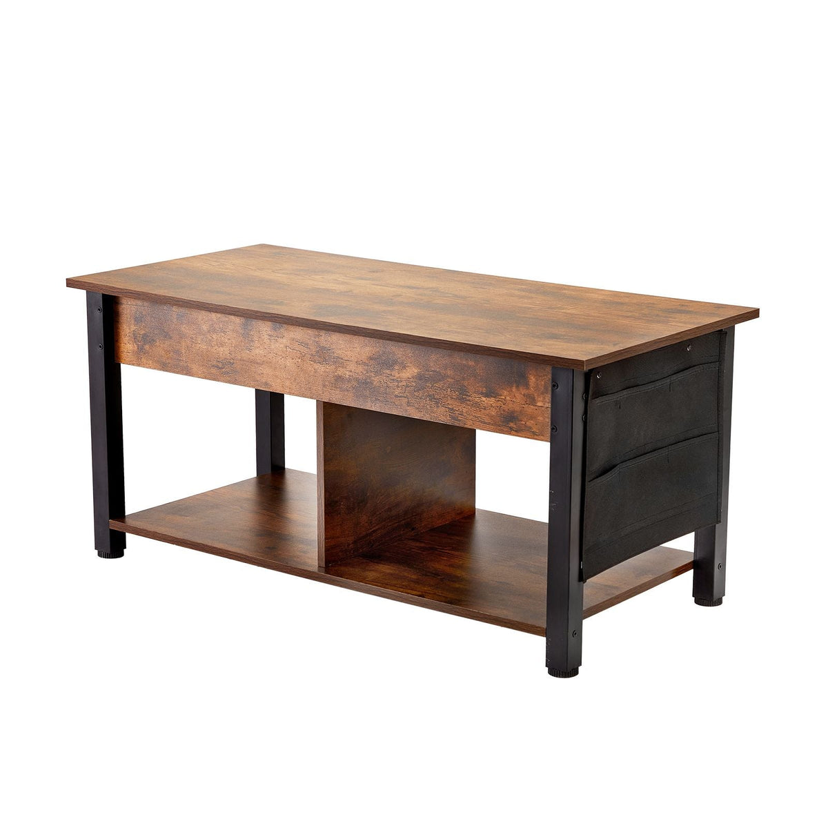 Lift Top Coffee Table, 41.7 in Rectangle Coffee Table with Extra Storage Pockets, Pop Up Coffee Table for Living Room, Brown
