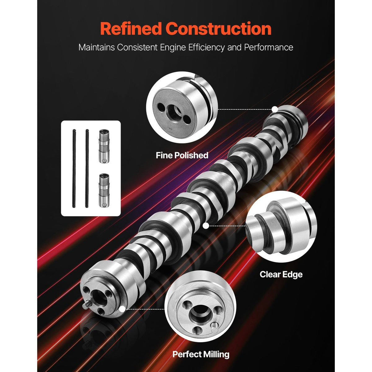 Lifter Camshaft Kit, 13-Piece Set, Gray Cast Iron Engine Cam, Compatible with Norris trucks from 1999-2013 GM Gen3/4, Fit 1999-2013 LS-Based Engines (Silverado, Sierra, Tahoe, Yukon/LS1)