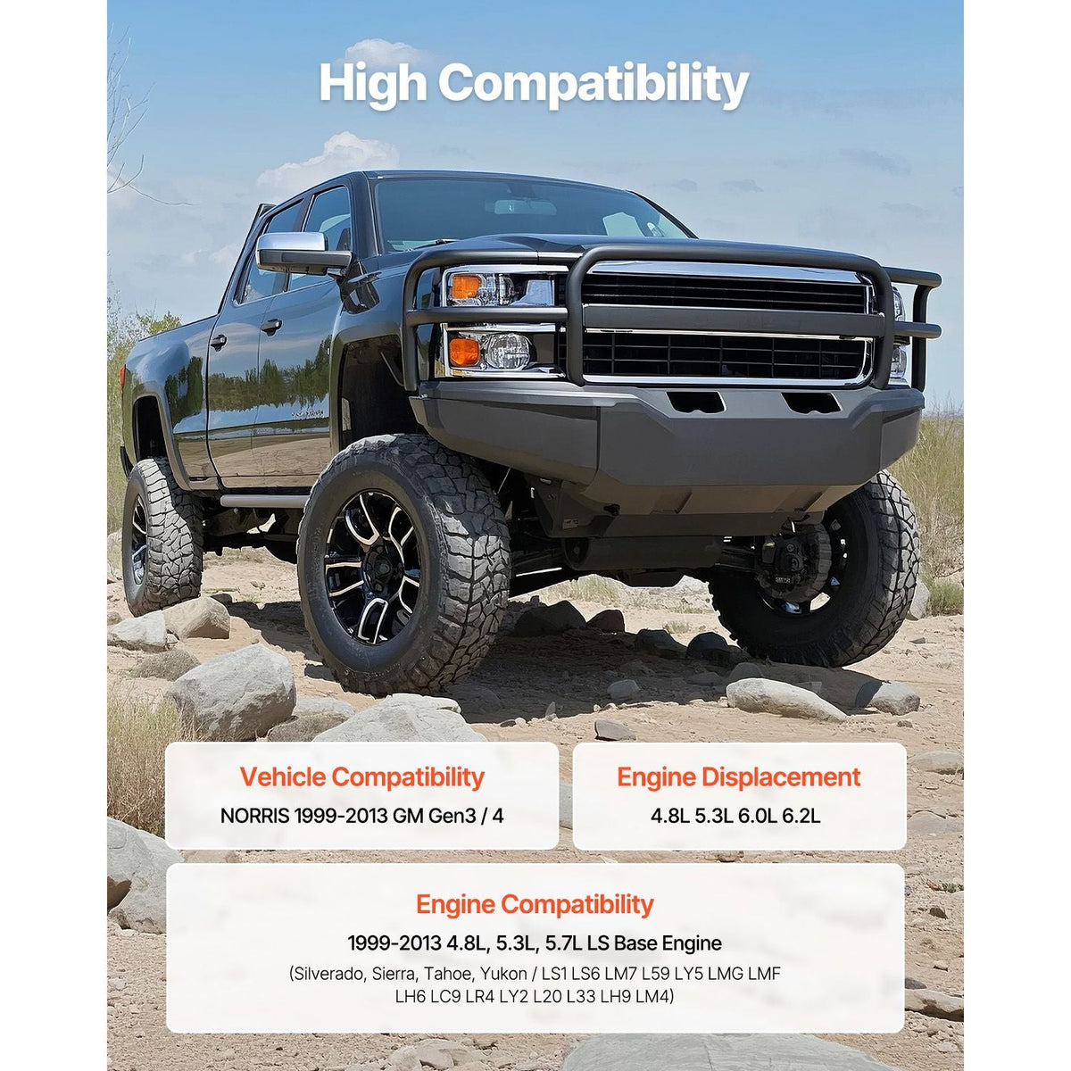 Lifter Camshaft Kit, 13-Piece Set, Gray Cast Iron Engine Cam, Compatible with Norris trucks from 1999-2013 GM Gen3/4, Fit 1999-2013 LS-Based Engines (Silverado, Sierra, Tahoe, Yukon/LS1)