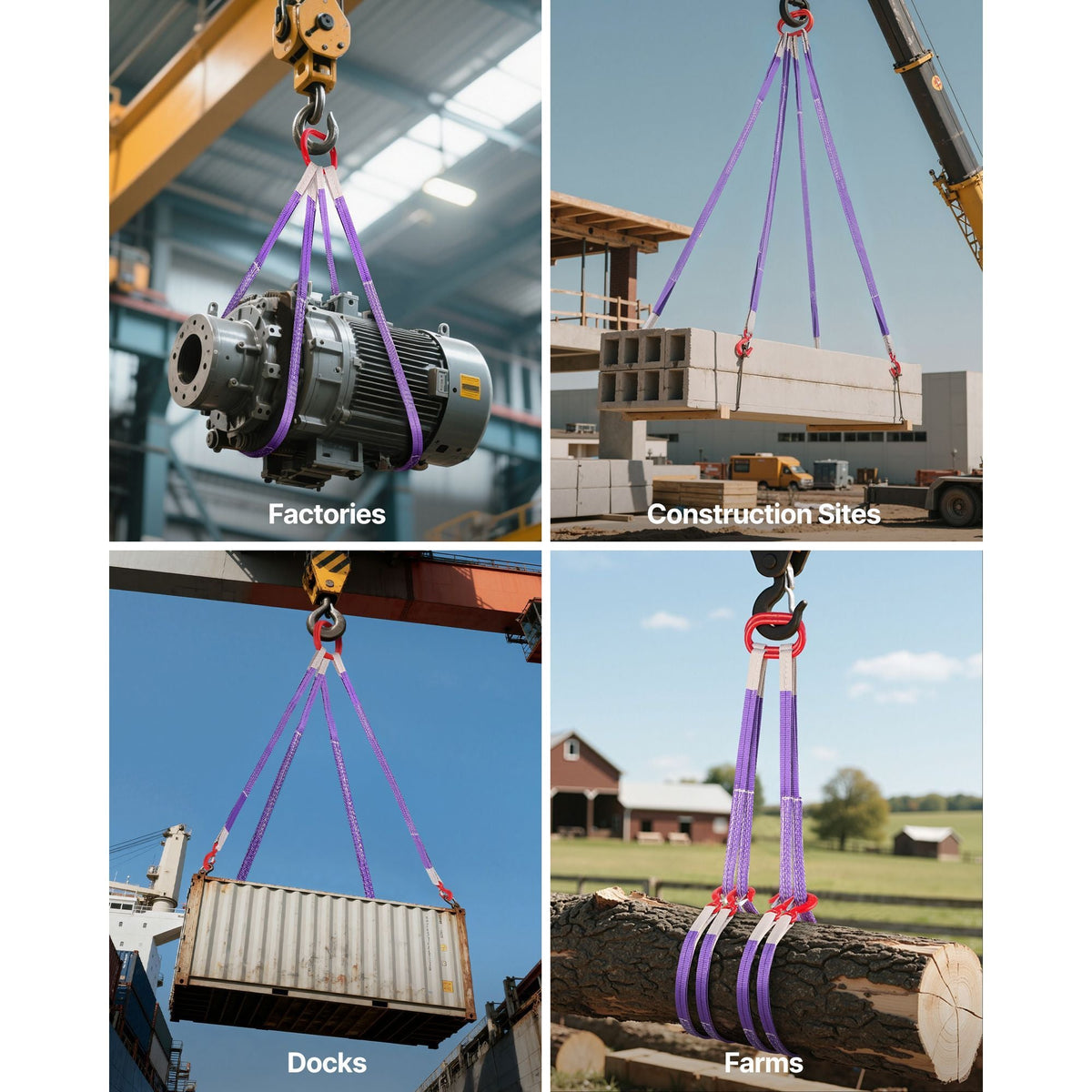 Lifting Sling Straps, 2Pcs Two-Leg Polyester Bridle Sling with Hooks, 4400LB Capacity, 5Ft Heavy Duty Rigging Strap, Thickened & Wear-Resistant Webbing Slings for Engines Cranes Hoists Truck