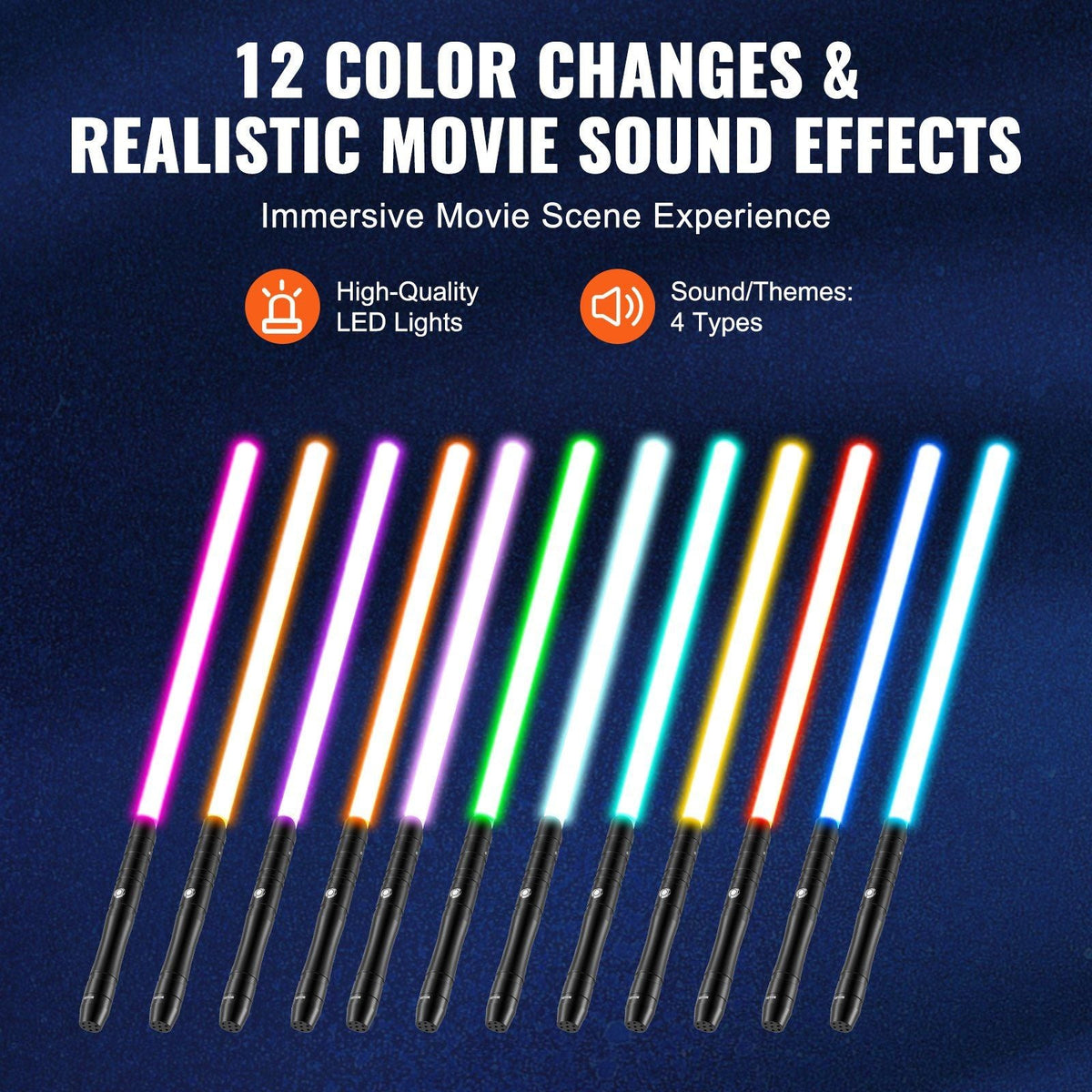 Lightsaber 12 RGB Colors 38" Sound Mute Rechargeable Dueling Light Saber