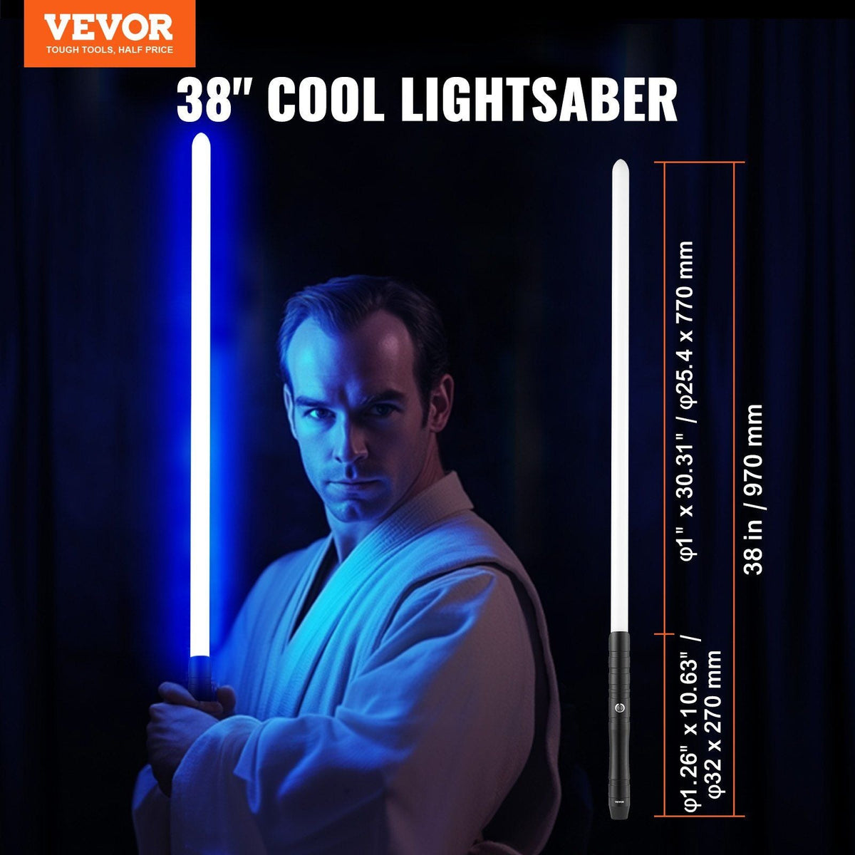 Lightsaber 12 RGB Colors 38" Sound Mute Rechargeable Dueling Light Saber