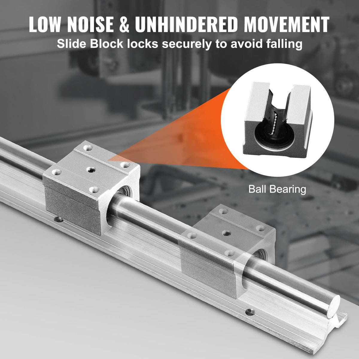 Linear Guide Rail Set, SBR12 1000mm, 2 PCS 39.4 in/1000 mm SBR12 Guide Rails and 4 PCS SBR12UU Slide Blocks, Linear Rails and Bearings Kit for Automated Machines DIY Project CNC Router Machines