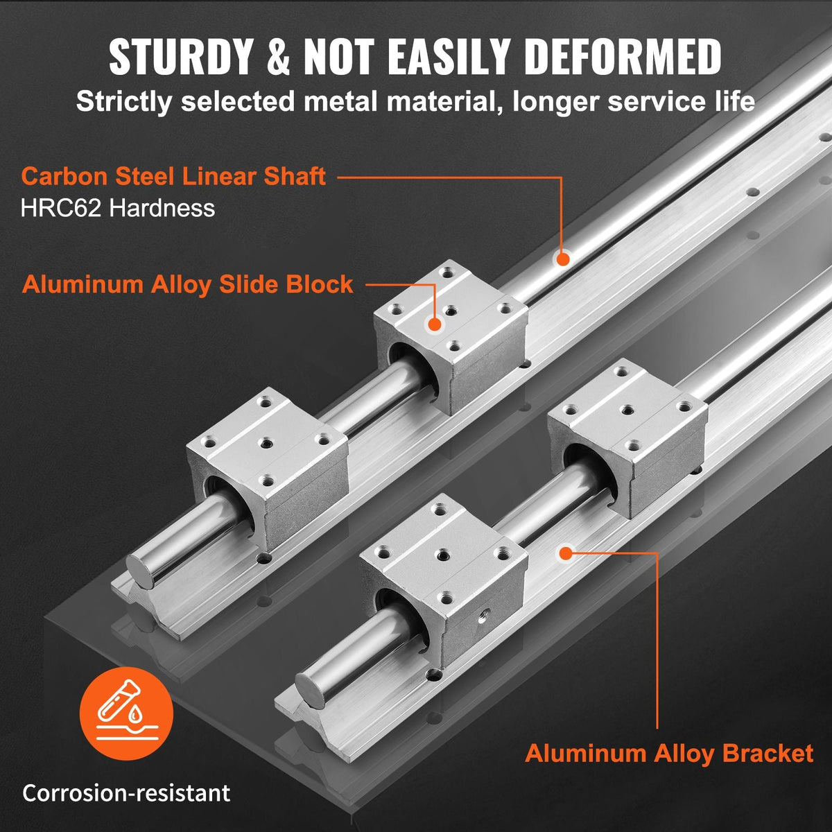 Linear Guide Rail Set, SBR16 1500mm, 2 PCS 59 in/1500 mm SBR16 Guide Rails and 4 PCS SBR16UU Slide Blocks, Linear Rails and Bearings Kit for Automated Machines DIY Project CNC Router Machines
