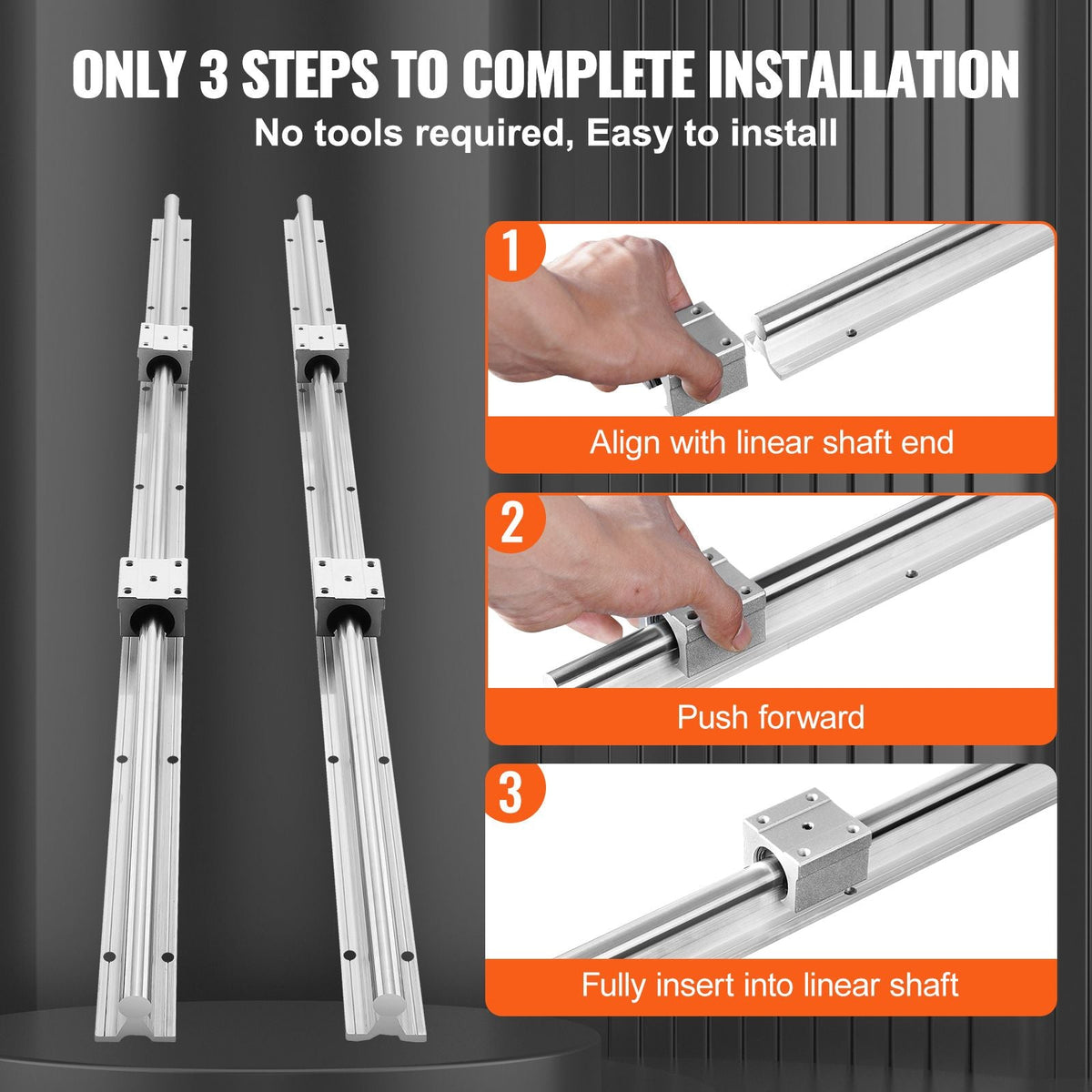 Linear Track Kit, SBR25 1200mm, Includes 2 Units of 47.2 in/1200mm SBR25 Rails & 4 SBR25UU Sliding Units, Linear Motion Guides for Automation DIY CNC Projects