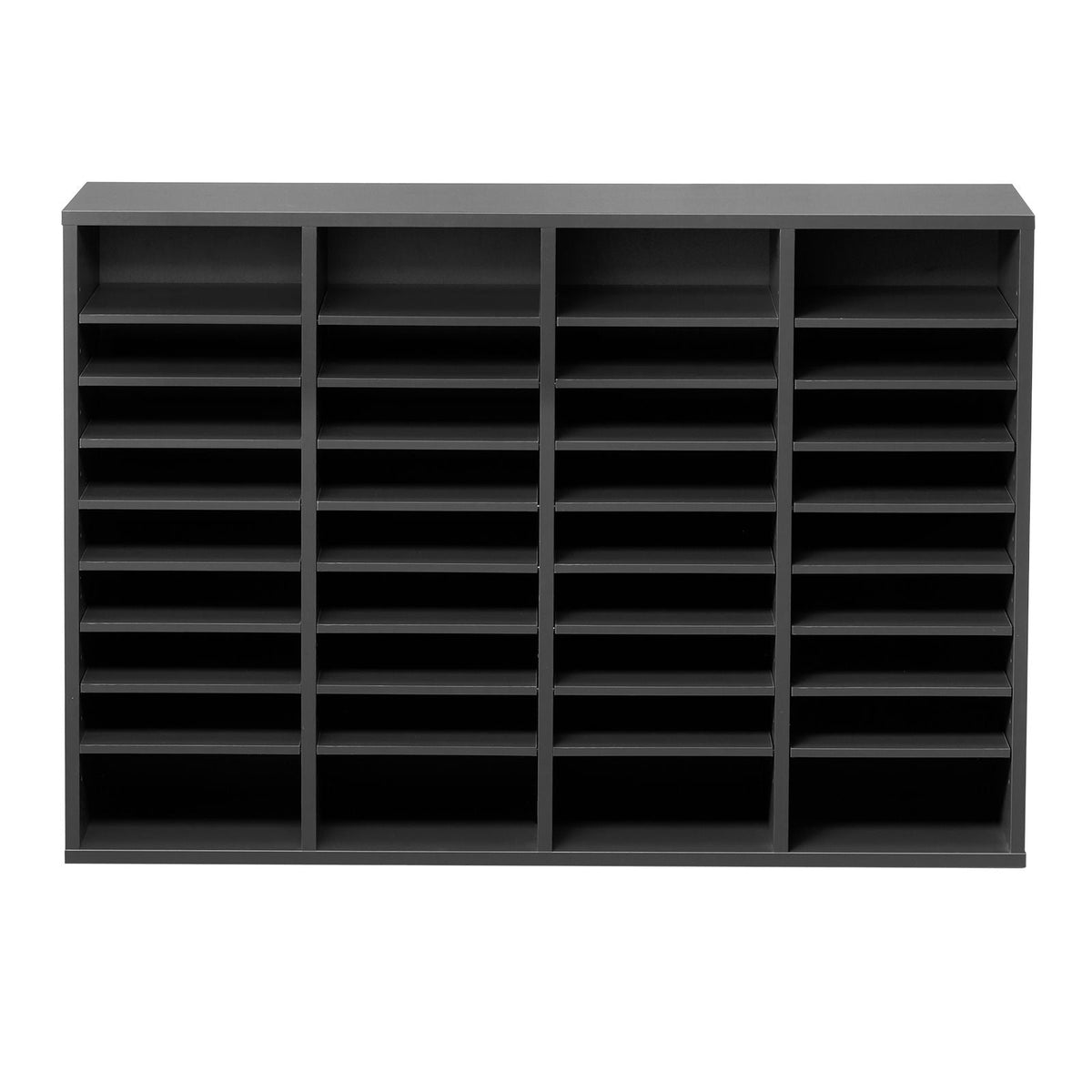 Literature Organizer, 36 Compartments Office Mailbox with Adjustable Shelves, Wooden Mailbox Sorter Medium Density Fiberboard Office Home Classroom Storage for Files, Documents, Papers, Grey