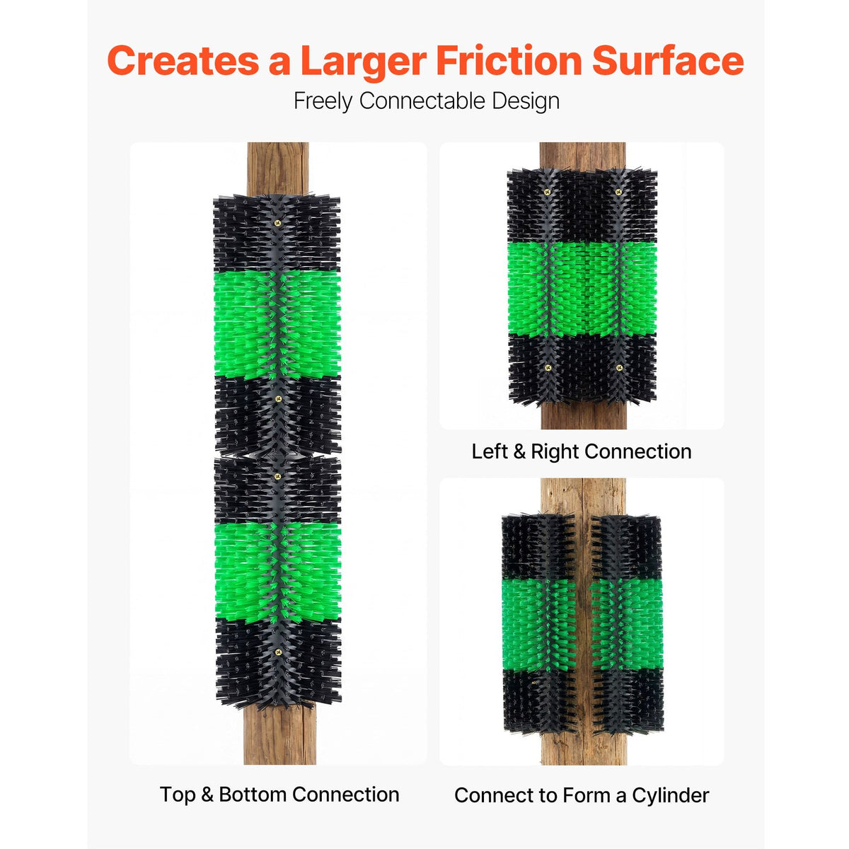 Livestock Scratching Brush, 1PC Goat Scratcher Brush Post with 4 Screws, 16.9" x 7.5" Cow Scratcher for Back Itch Relief, Massage Grooming Scratch Tool for Horse Cattle Sheep Pig, Green & Black