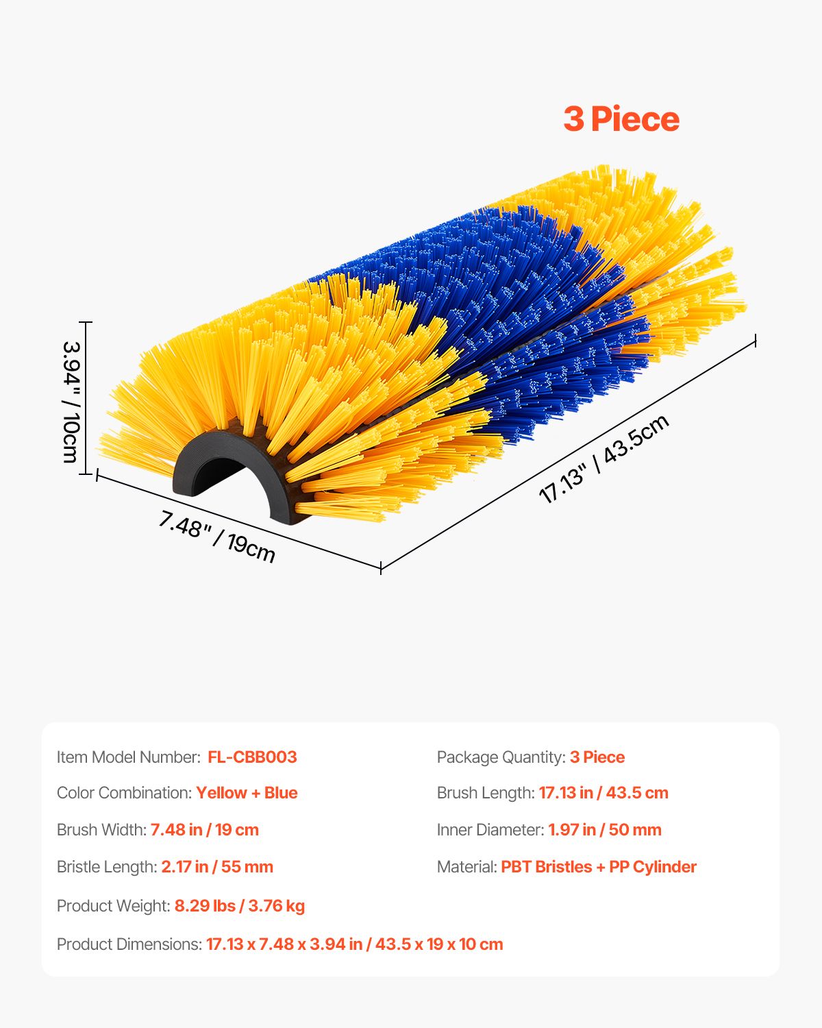 Livestock Scratching Brush, 3 Pcs Horse Brush with 6 Screws, 17.1 x 7.5 in Cow Scratcher, for Back Itch Relief & Keep Cleaning, Grooming & Scratching Post Brush for Horse, Pig, Cattle Supplies