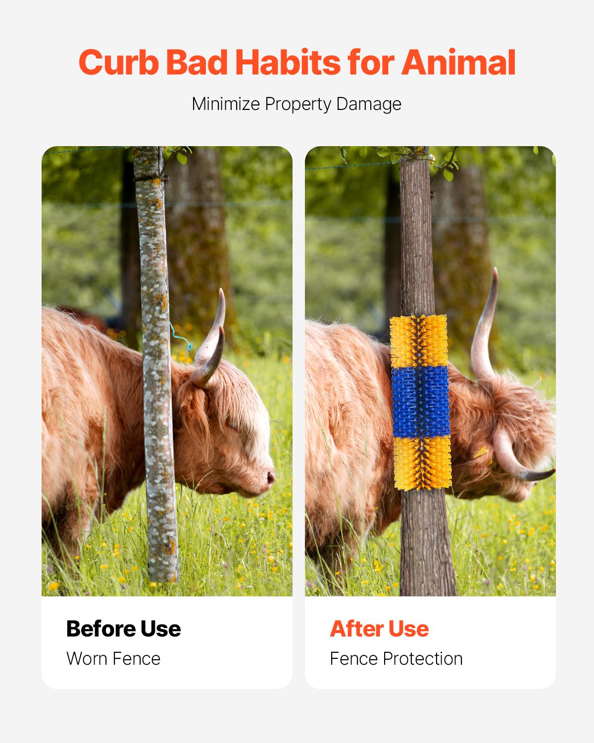 Livestock Scratching Brush, 3 Pcs Horse Brush with 6 Screws, 17.1 x 7.5 in Cow Scratcher, for Back Itch Relief & Keep Cleaning, Grooming & Scratching Post Brush for Horse, Pig, Cattle Supplies