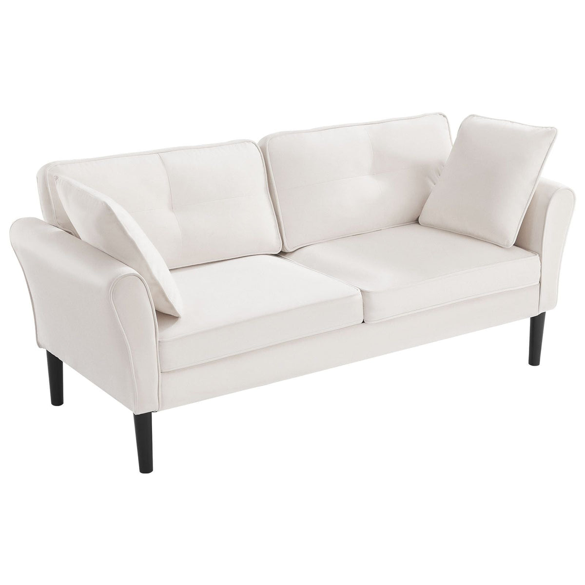 Loveseat Sofa, 69-Inch Small Sofa Couch for Living Room, Velvet Fabric 2-Seats Couch with Sinuous Spring, Soft Cushions and Sturdy Frame, Comfy Loveseat for Bedroom, Office or Apartment, White