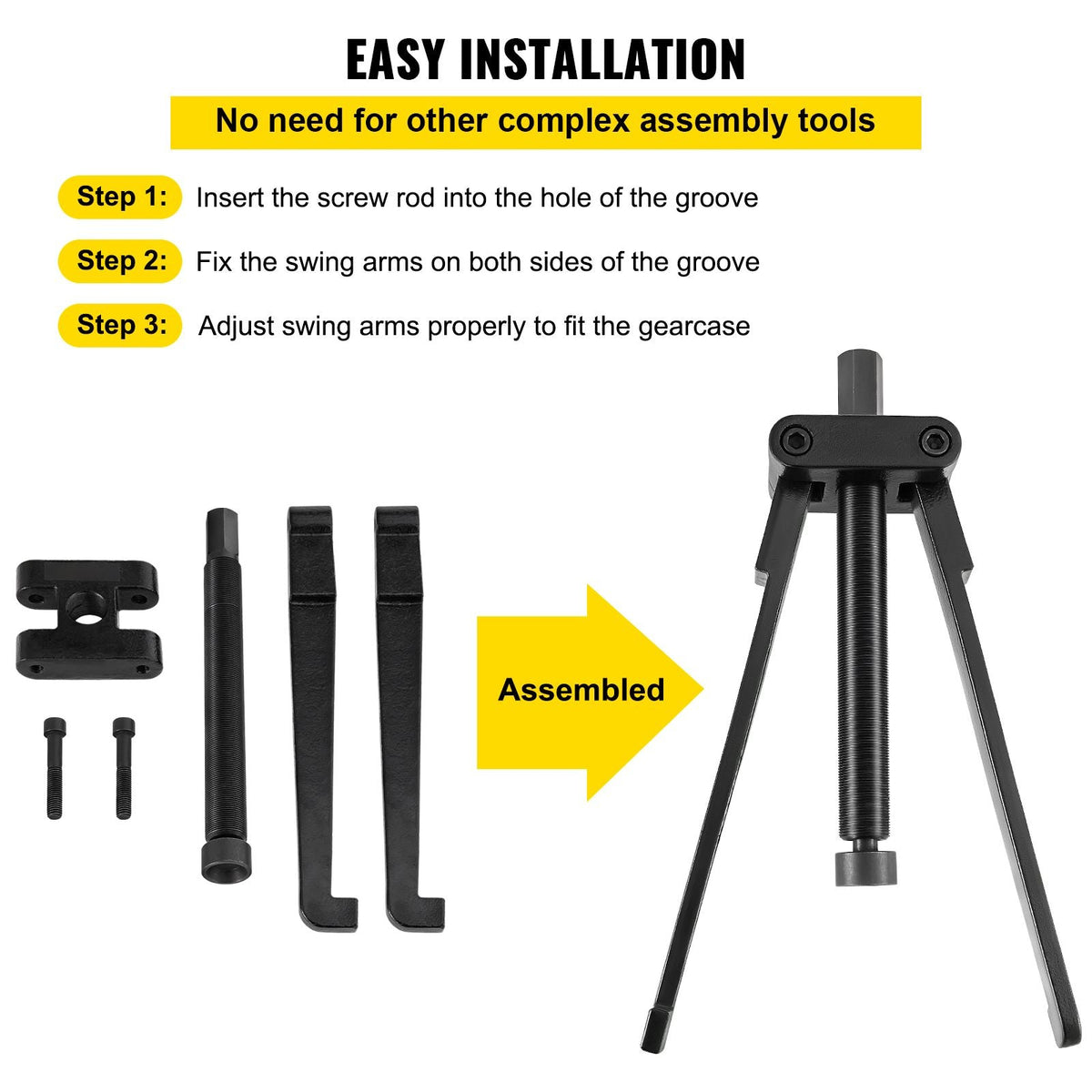 Lower Bearing Carrier Puller, Compatible with Yamaha, Johnson, Evinrude, Honda, Mercury, Robust Steel Marine Lower Bearing Puller with Adjustable Arms, Works for Lower Carrier Bearing Removing