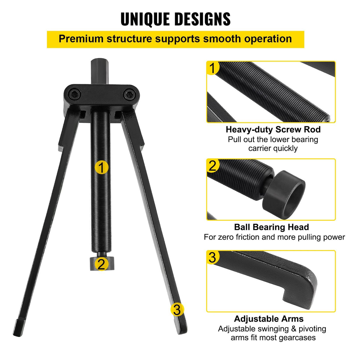 Lower Bearing Carrier Puller, Compatible with Yamaha, Johnson, Evinrude, Honda, Mercury, Robust Steel Marine Lower Bearing Puller with Adjustable Arms, Works for Lower Carrier Bearing Removing