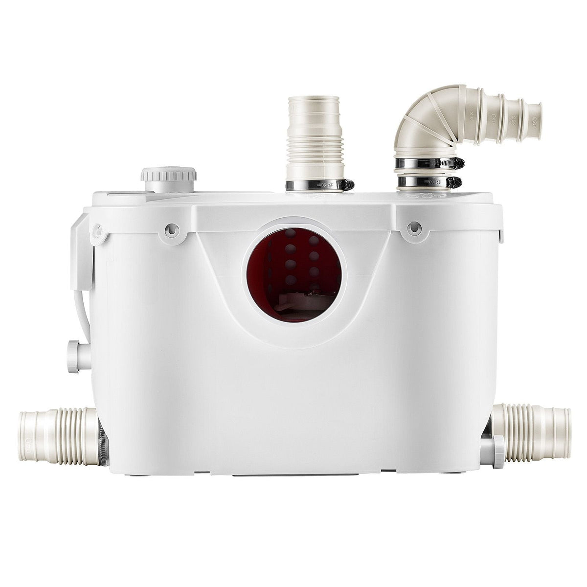 Macerator Pump, 500W, 29 GPM Flow, 26 ft/8 m Head, Macerator Sewerage Toilet Pump with 4 Water Inlets, Waste Water Disposal Upflush Machine for Toilet, Basement, Shower, Sink, Laundry, Bathtub