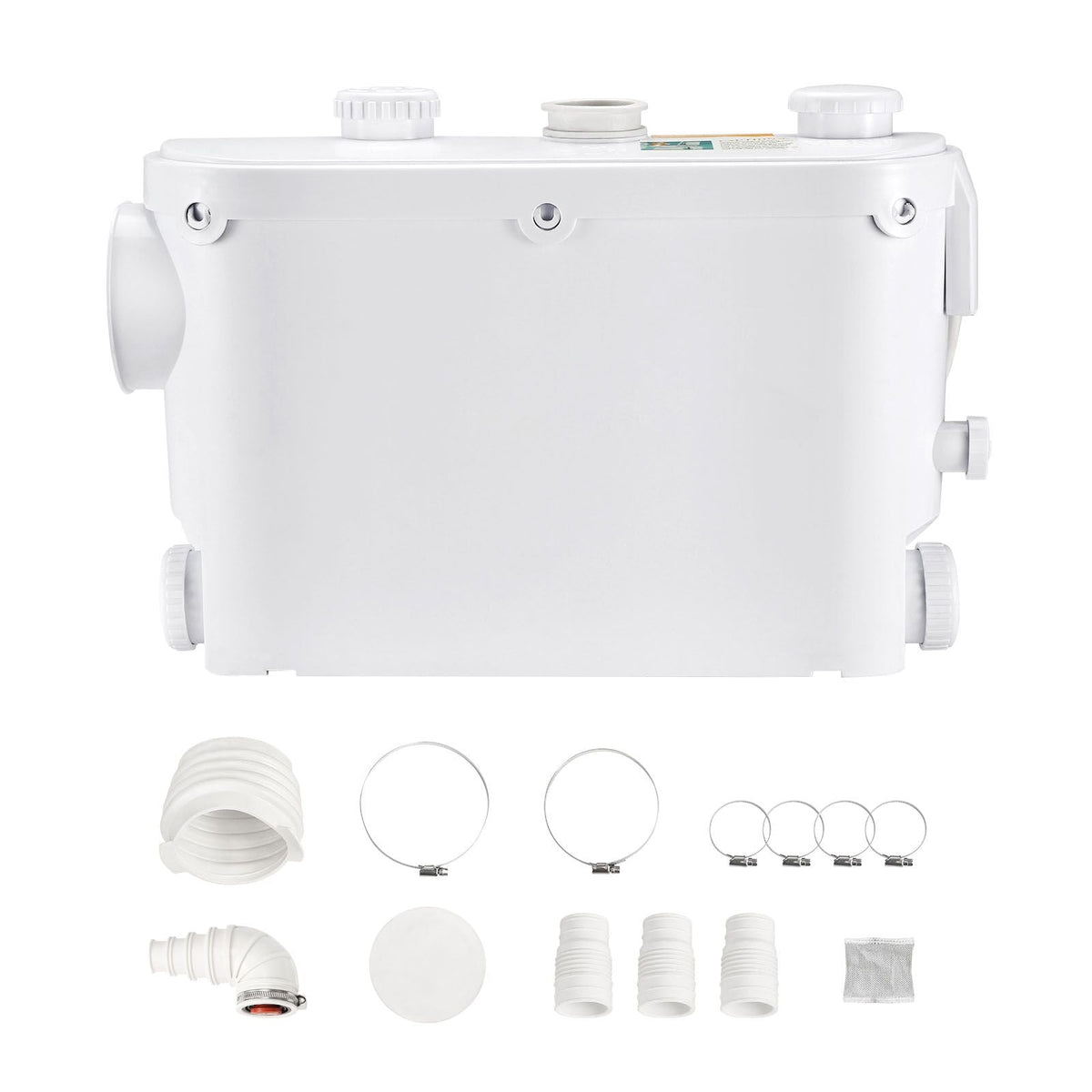 Macerator Pump, 500W, 29 GPM Flow, 26 ft/8 m Head, Macerator Wall-Hung Toilet Pump with 4 Water Inlets, Waste Water Disposal Upflush Machine for Toilet, Basement, Shower, Sink, Laundry, Bathtub