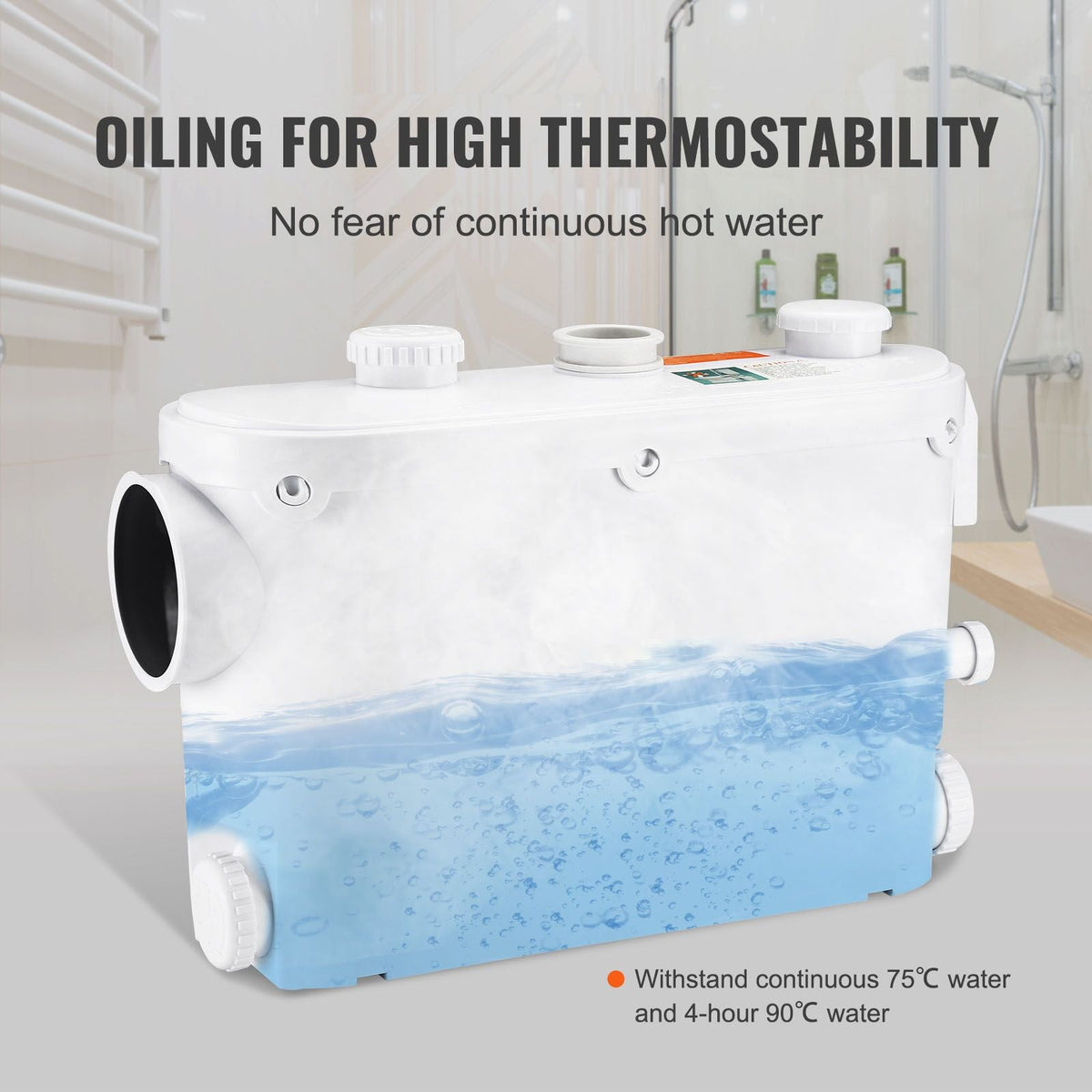 Macerator Pump, 500W, 29 GPM Flow, 26 ft/8 m Head, Macerator Wall-Hung Toilet Pump with 4 Water Inlets, Waste Water Disposal Upflush Machine for Toilet, Basement, Shower, Sink, Laundry, Bathtub