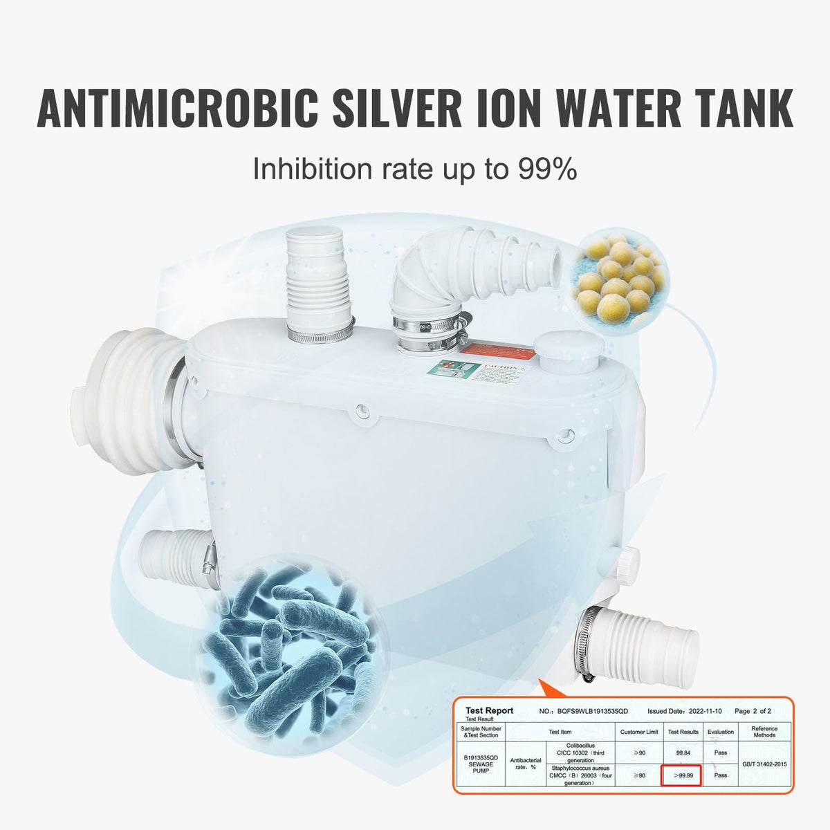 Macerator Pump, 500W, 29 GPM Flow, 26 ft/8 m Head, Macerator Wall-Hung Toilet Pump with 4 Water Inlets, Waste Water Disposal Upflush Machine for Toilet, Basement, Shower, Sink, Laundry, Bathtub
