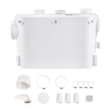 Macerator Pump, 500W, 29 GPM Flow, 26 ft/8 m Head, Macerator Wall-Hung Toilet Pump with 4 Water Inlets, Waste Water Disposal Upflush Machine for Toilet, Basement, Shower, Sink, Laundry, Bathtub