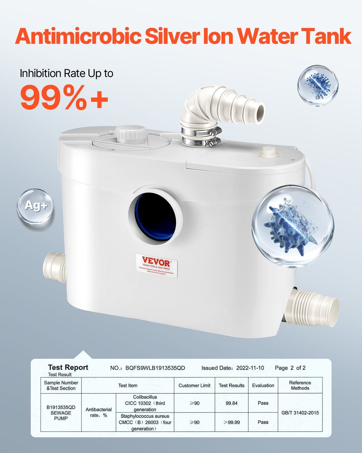 Macerator Pump, 900W, 48 GPM Flow, 40 ft/12 m Head, Macerator Sewerage Toilet Pump with 4 Water Inlets, Waste Water Disposal Upflush Machine for Toilet, Basement, Shower, Sink, Laundry, Bathtub