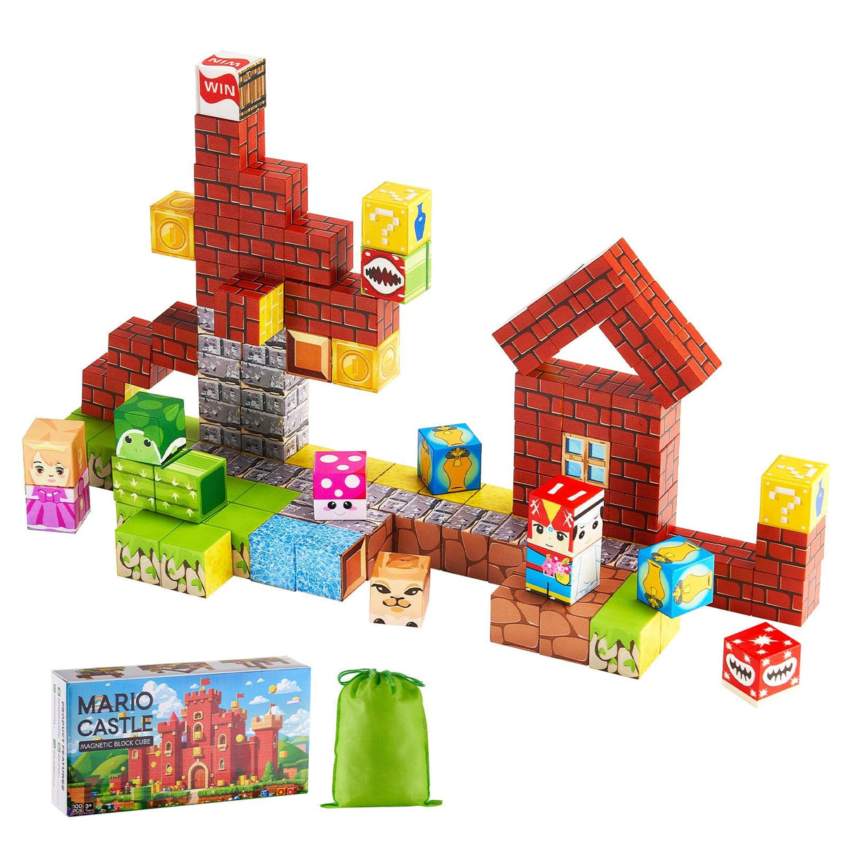 Magnetic Blocks, 100 PCS Magnet Blocks Set, Magnetic Building Cubes for Kids, STEM Montessori Sensory Toys for Christmas Birthday Gift, Construction Stacking Toy for 3+ Years Old Boys & Girls