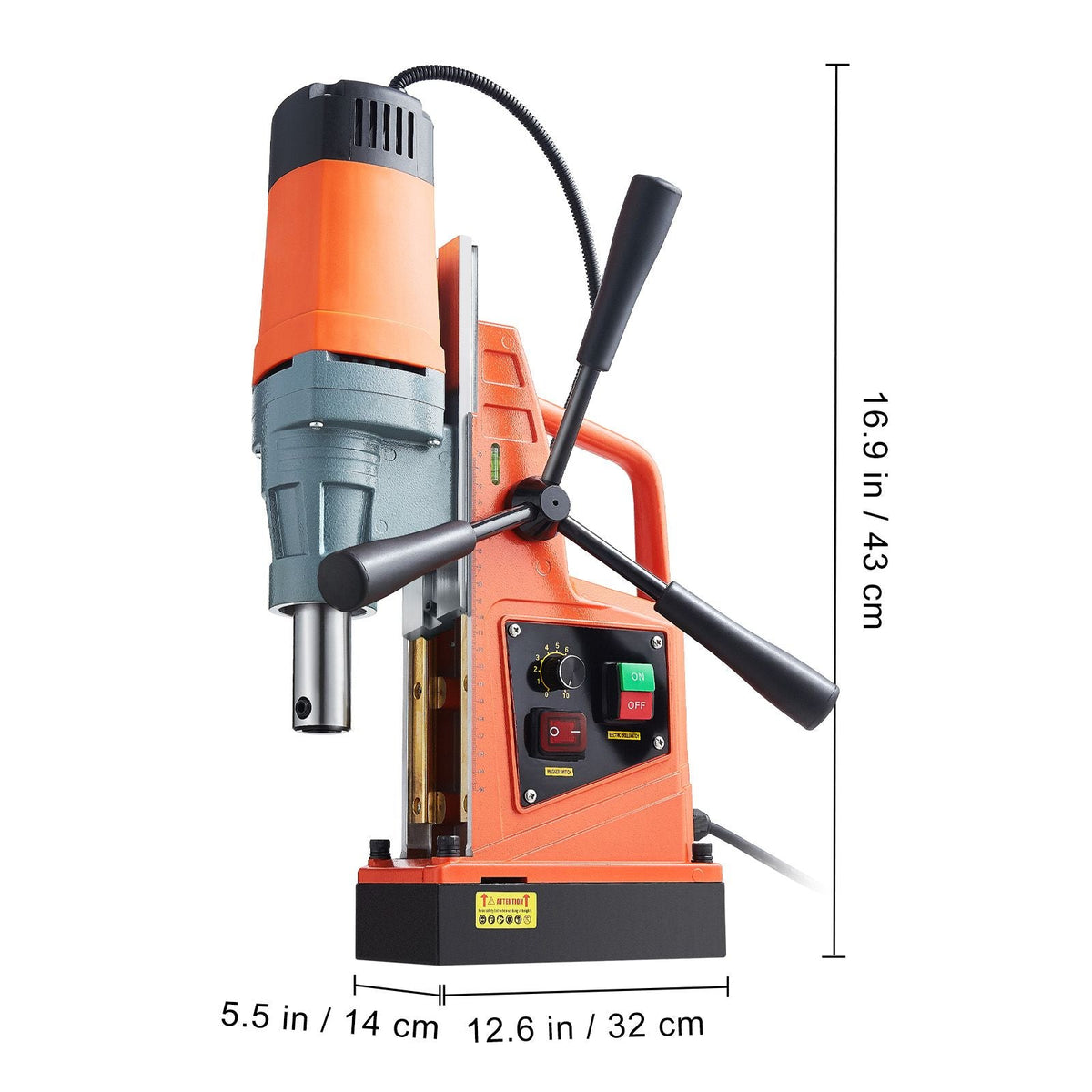 Magnetic Drill, 1550W Motor 2 in Boring Diameter, 2922 lbf Portable Electric Mag Drill Press, 0-500 RPM Variable Speed, Drilling Machine for Metal Surface, Industrial and Home Improvement