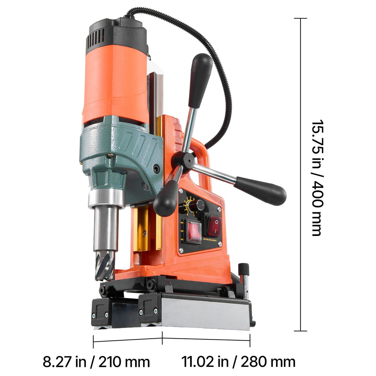 Magnetic Drill Press, 1400 W, 2 inch Boring Diameter, 0-750 RPM Speed, Reversible Direction, Mag Drill Press with 11 Core Bits, Electric Drilling Machine for Industrial and Home Improvement