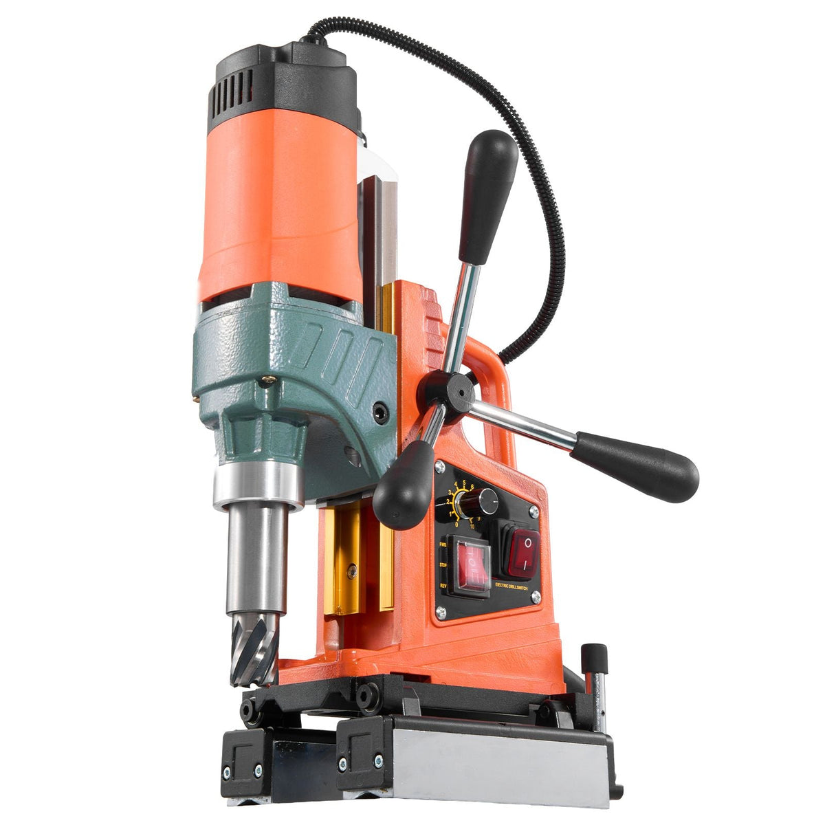 Magnetic Drill Press, 1400 W, 2 inch Boring Diameter, 0-750 RPM Speed, Reversible Direction, Mag Drill Press with 11 Core Bits, Electric Drilling Machine for Industrial and Home Improvement
