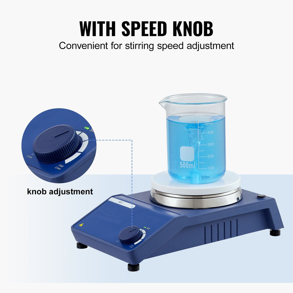 Magnetic Stirrer, 0-1500 RPM Stir Plate with Adjustable Speed Knob, 20L Plate Stirrer Kit, Stir Bar Included