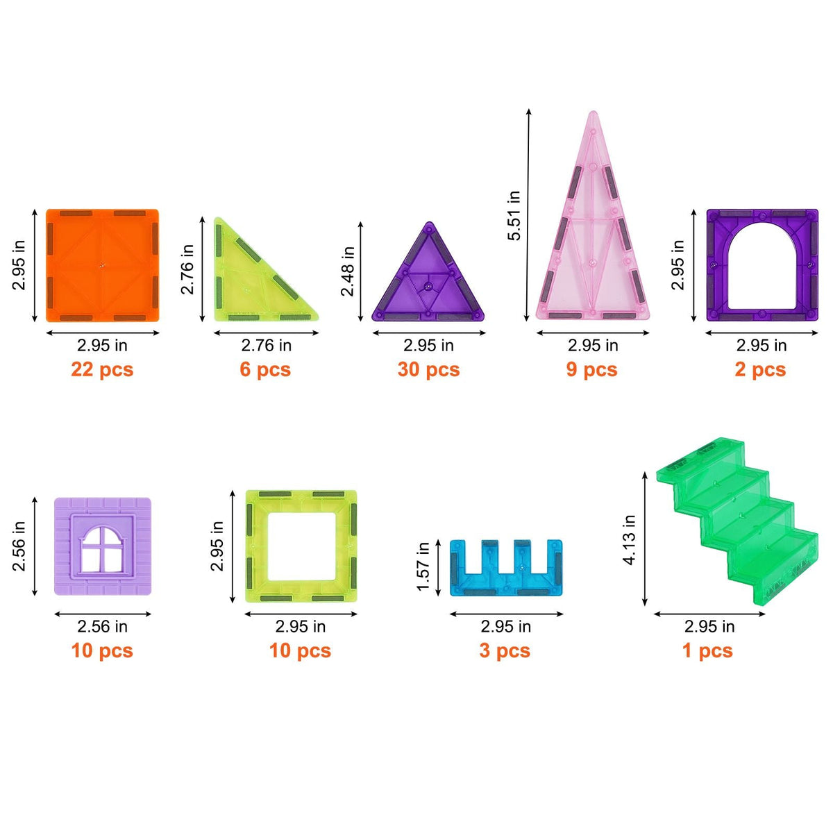 Magnetic Tiles, 121 PCS Magnetic Building Blocks for Kids, Magnet Building Set with 2 Car Bases & 26 Digital Cards, STEM Educational Construction Stacking Toys for Toddlers Boys Girls Aged 5+