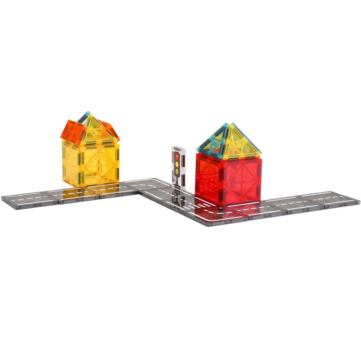 Magnetic Tiles, 56 PCS Magnetic Road Building Blocks for Kids, Magnet Building Set with Storage Bag, STEM Sensory Educational City Construction Stacking Toys Gift for Toddlers Boys Girls Aged 3+